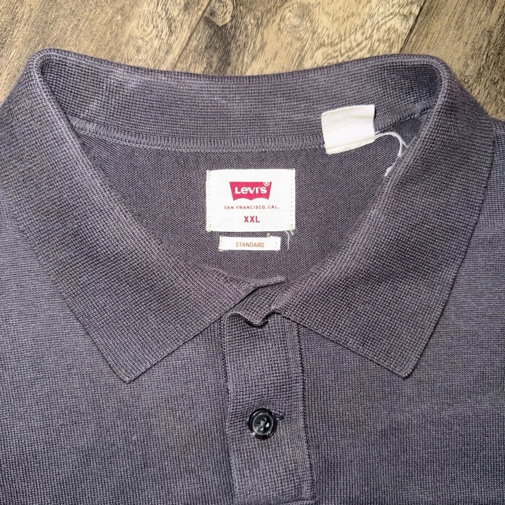 Levi's Men's Cotton Sweater Knit‎ Grey Polo Shirt Size XXL